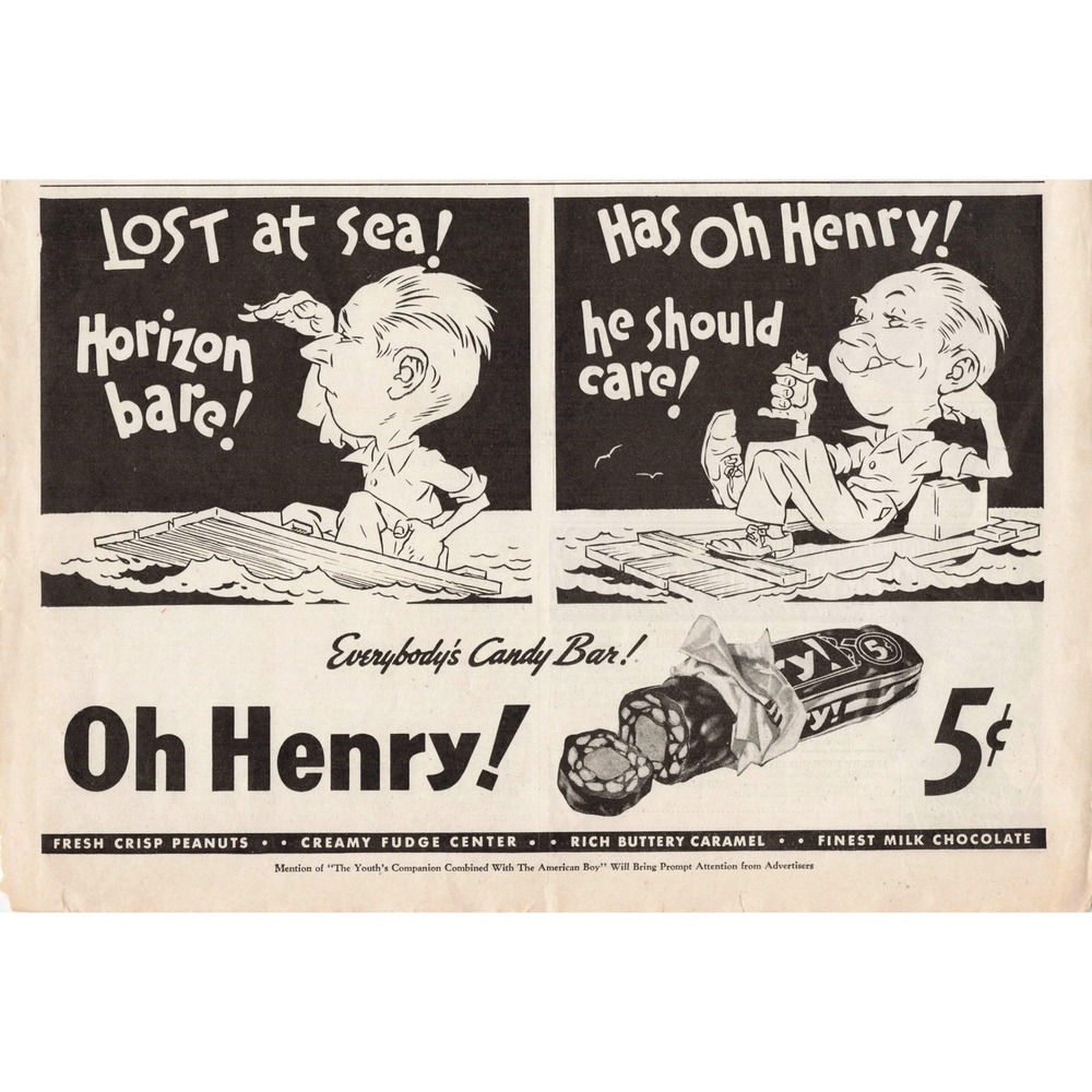 Vintage Oh Henry Candy Bar Magazine Ads Lot 6 Comic Style 5 Cent Confectionery - Picture 2 of 6